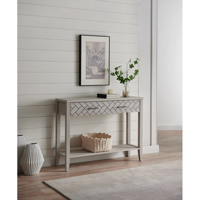 Baitz Modern Console Sofa Table with Drawer and Open Storage Shelf for Entryway, Hallway and Living Room