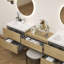 Meuble-lavabo mural 90 po en chêne fumé Aliki-703794569