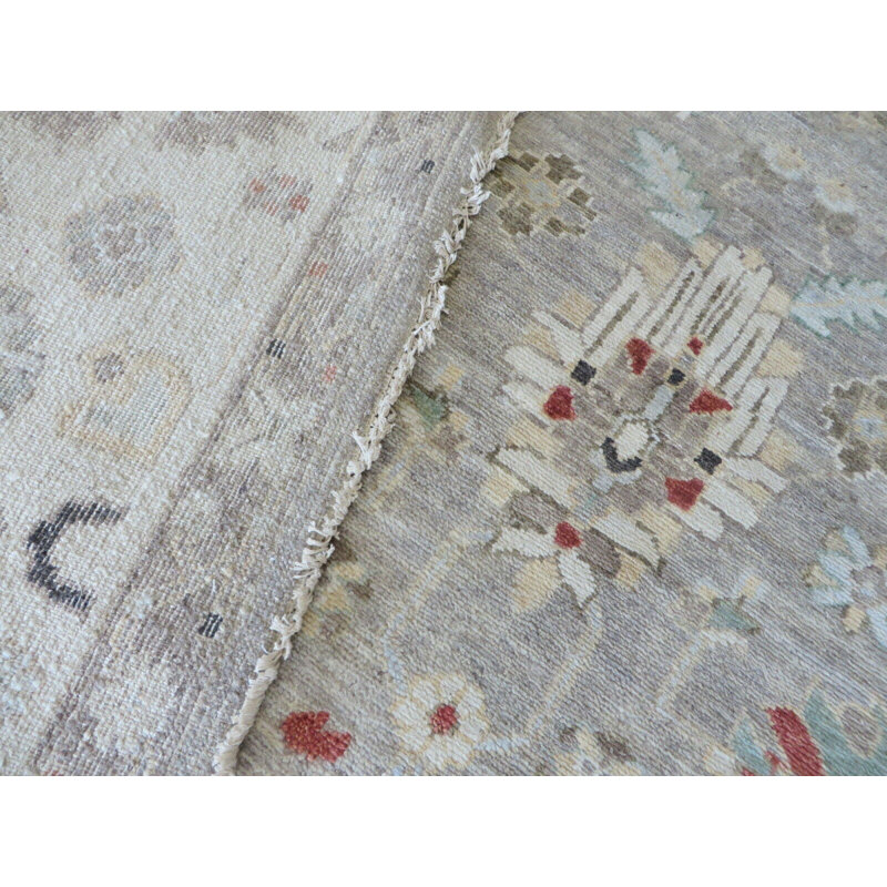 Tapis décoratif en laine noué à la main gris/beige 9 pi 11 po x 13 pi 9 po one-of-a-kind Lennert