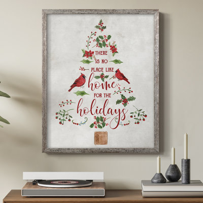 «Home for the Holiday», reproduction encadrée en bois massif