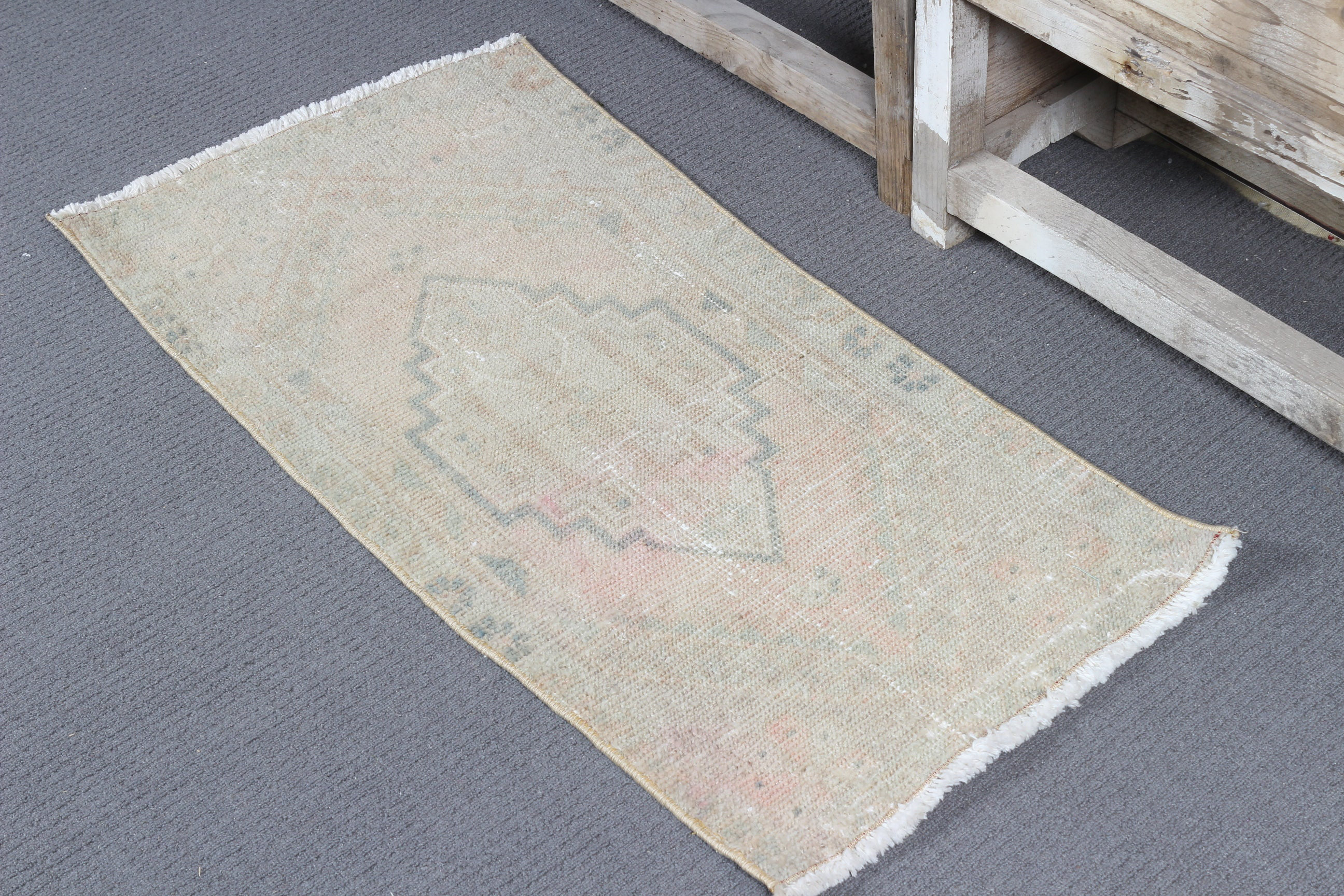 Bungalow Rose Small Vintage Turkish Rug in Beige Wool Ideal for Door ...
