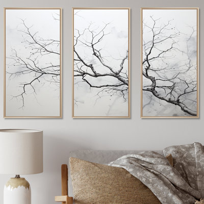 Ensemble de salon mural gris bouleau Tree III