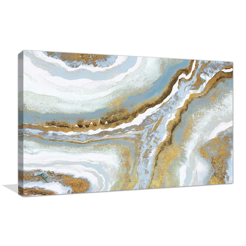 Agate bleue - reproduction d'art sur toile tendue, H 18 po x l 40 po x P 1 po