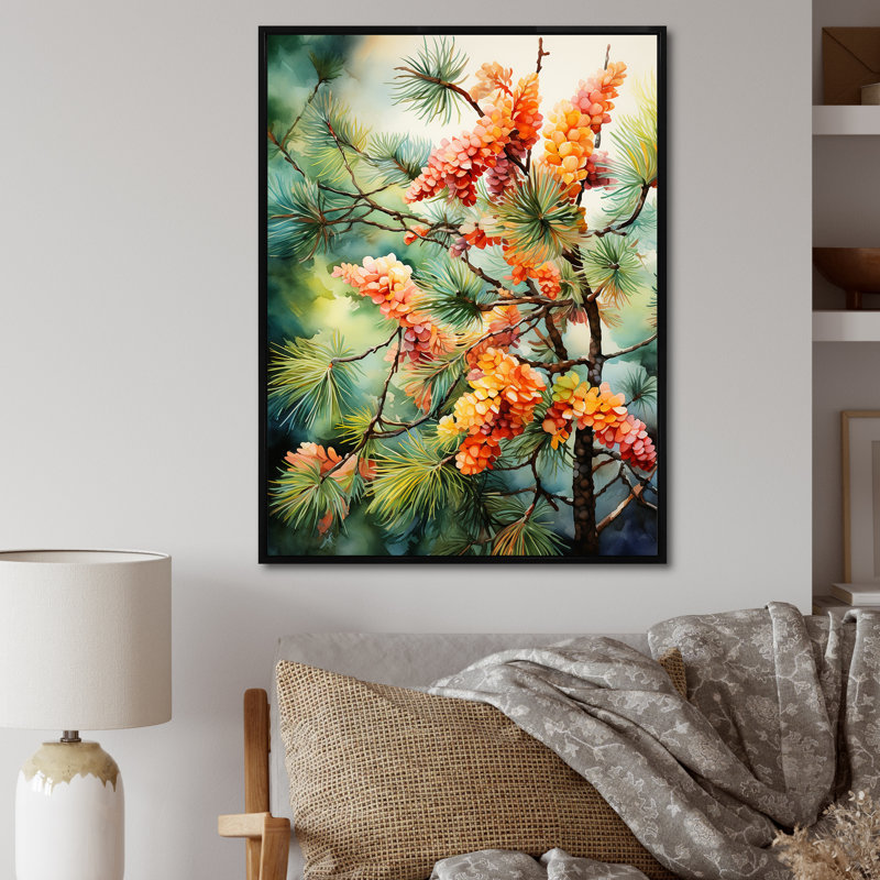 «Pine Tree Autumn Symphony I» sur toile, H 40 po x l 30 po x P 1,5 po, Cadre flottant noir