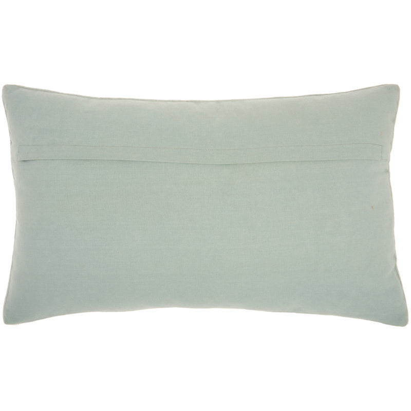 12" x 20" Celadon Green Beaded Floral Lumbar Pillow