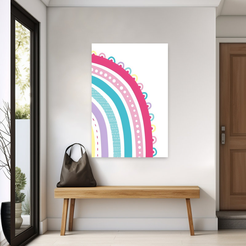 Rainbow III, art mural moderne géométrique coloré, 60" H x 40" W