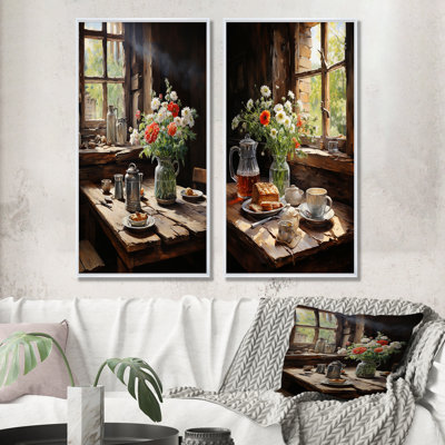 «Rustic Morning» - ensemble de 2 impressions sur toile déjeuner