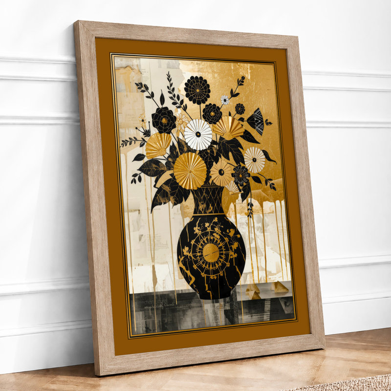 Patterned Vase Study Boho - Framed Print, A1 - 84.1 x 59.4 cm, Oak
