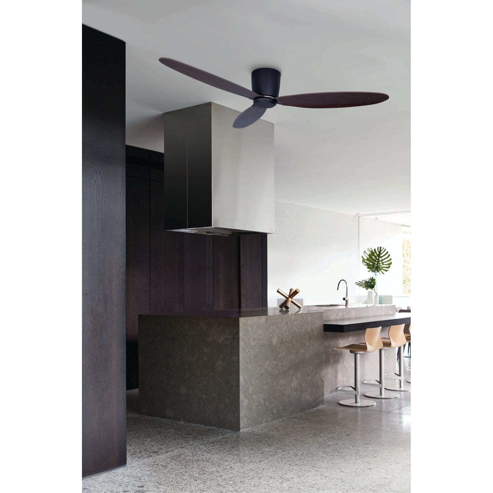 Hardy 3 - Blade Flush Mount Ceiling Fan with Remote Control, Oil Rubbed Bronze