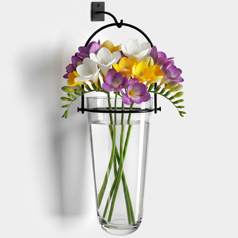 Vase suspendu 12,5 "avec support en métal et crochet mural 12,6 oz