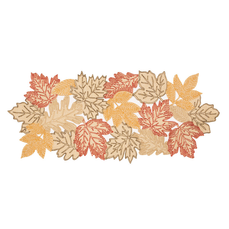 Erasmus Floral Oval Thanksgiving Table Runner, 90" L x 15" W, Beige