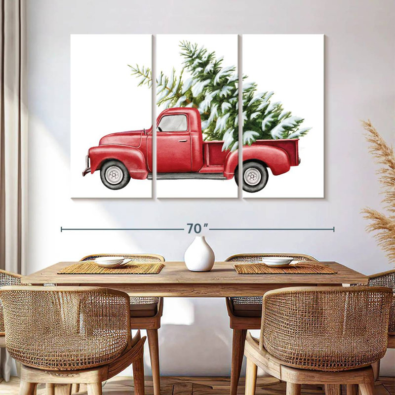 Camion de Noël rouge Lelend, H 32 po x l 50 po