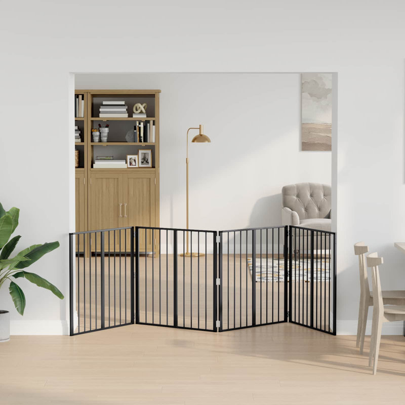 Galvanised Steel Free Standing Pet Gate, 80cm H x 321cm W x 1.5cm D