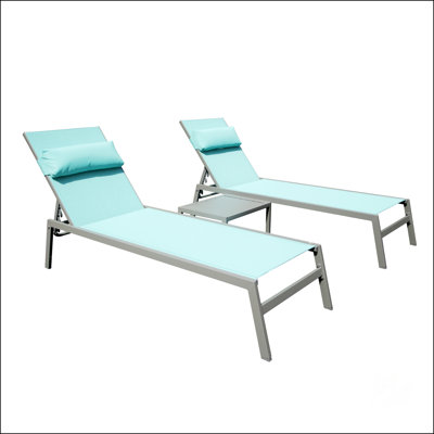 Aluminum Pool Lounge Chairs With Side Table