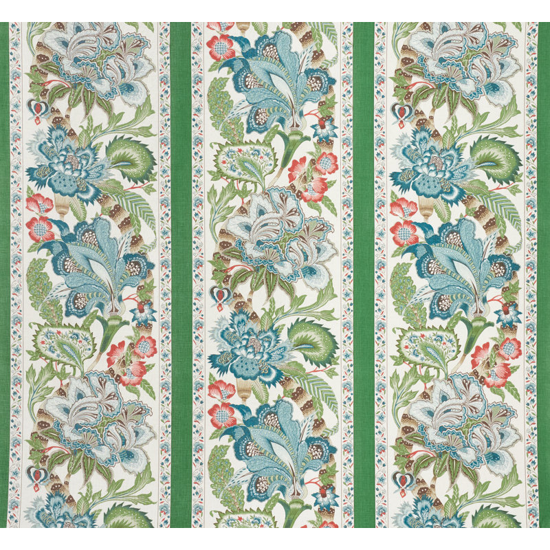 Tissu rayé Schumacher x Timothy Corrigan Anjou, Émeraude