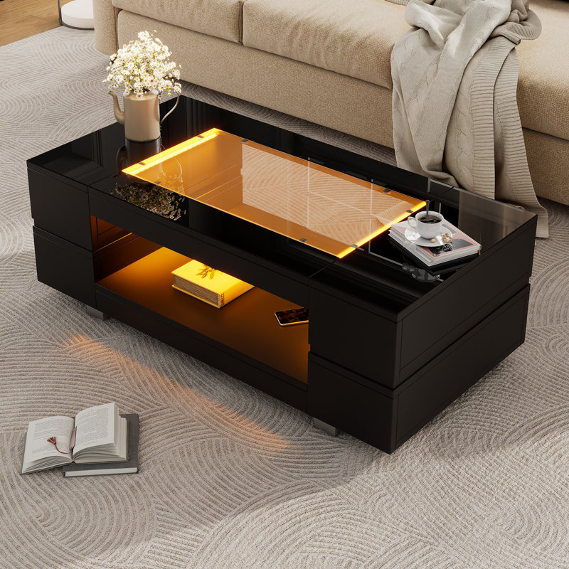 Lift Top Block Coffee Table with Storage