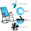Chaise berçante d'extérieur à appui-tête pliable zéro gravité - bleu-2132292517