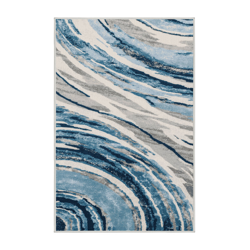 Machine Washable Space Green Area Rug, Rectangle 8' x 12'