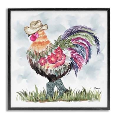 Cowboy Floral Hen, estampe numérique encadrée par Ziwei Li