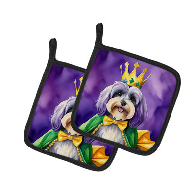 Tibetan Terrier King of Mardi Gras Pair of Pot Holders