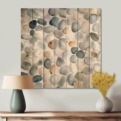 Minimalist Meditation Stone Collage I - Meditation Wood Wall Art - On Natural Pine Wood