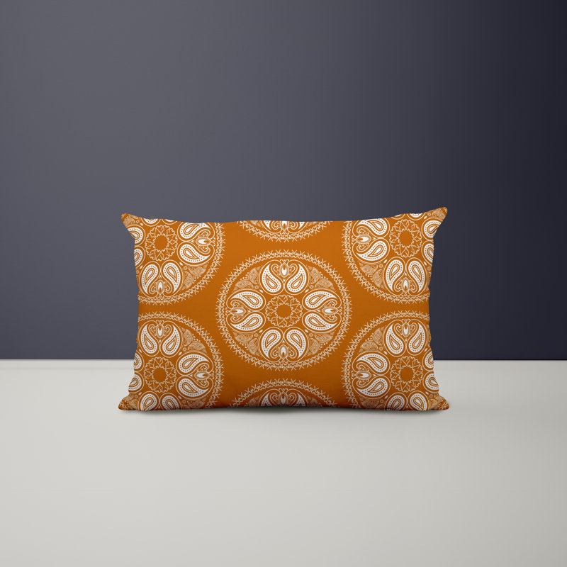 Paisley Outdoor Reversible Throw Pillow, Orange