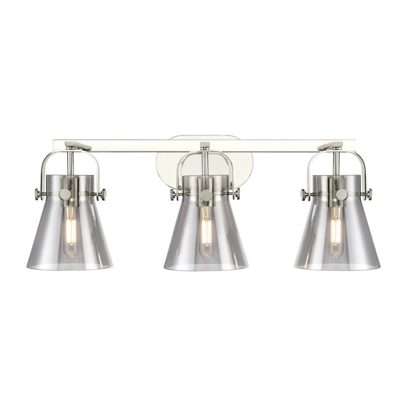 Éclairage pour meuble-lavabo mural 6 po 2 lumières Sidman, Fumée, Nickel poli, Trois lumières