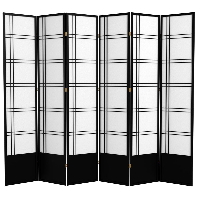 83.5" Double Cross Shoji Room Divider, 6 Panels, Black