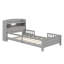 Lit plateforme simple en bois avec éclairage à DEL intégré, tête de lit avec rangement et garde-corps-1613266967