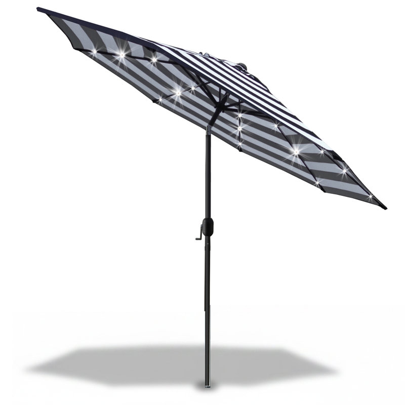 Parasol de marché balancé 9 pi, Rayures noires et blanches
