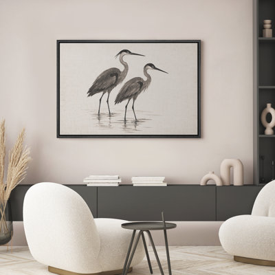 «Heron Bird Illustration Modern Farmhouse Decor», reproduction d'art sur toile encadrée