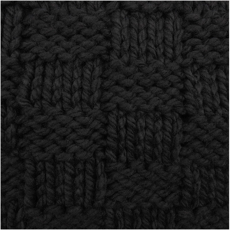 Jessica Hand Knitted Solid Textured Chess Pattern 28x38 inch Dutch Euro Lumbar Throw Pillow & Insert, Black