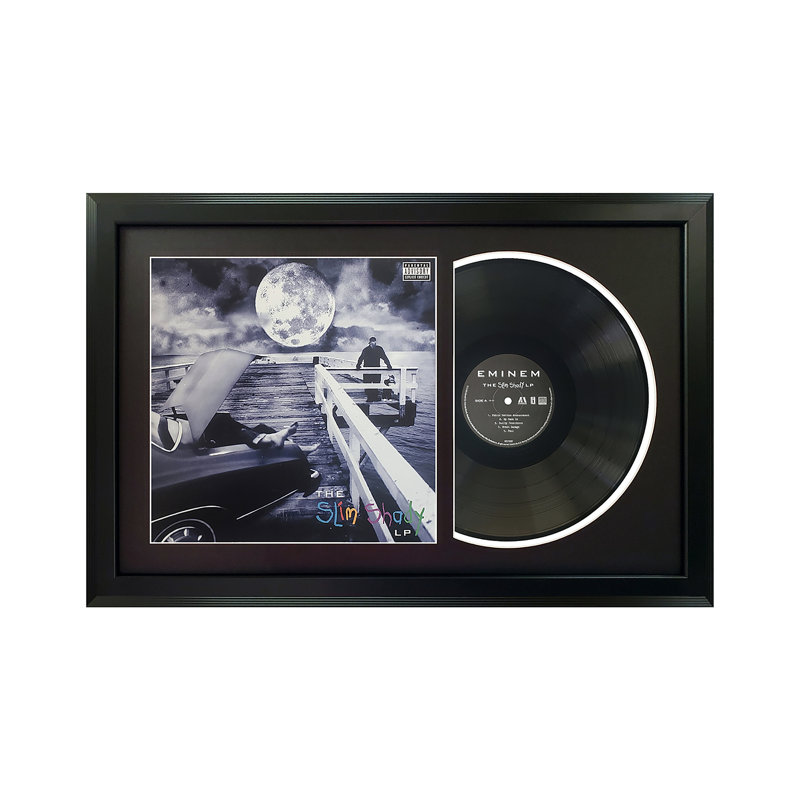 Eminem «The Slim Shady LP», disque encadré avec passe-partout noir, Noir