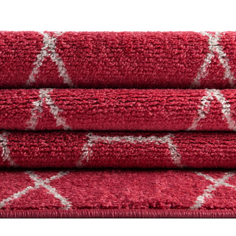 Tapis contemporain Tellaro couleur cerise, Rectangle 10 pi x 14 pi