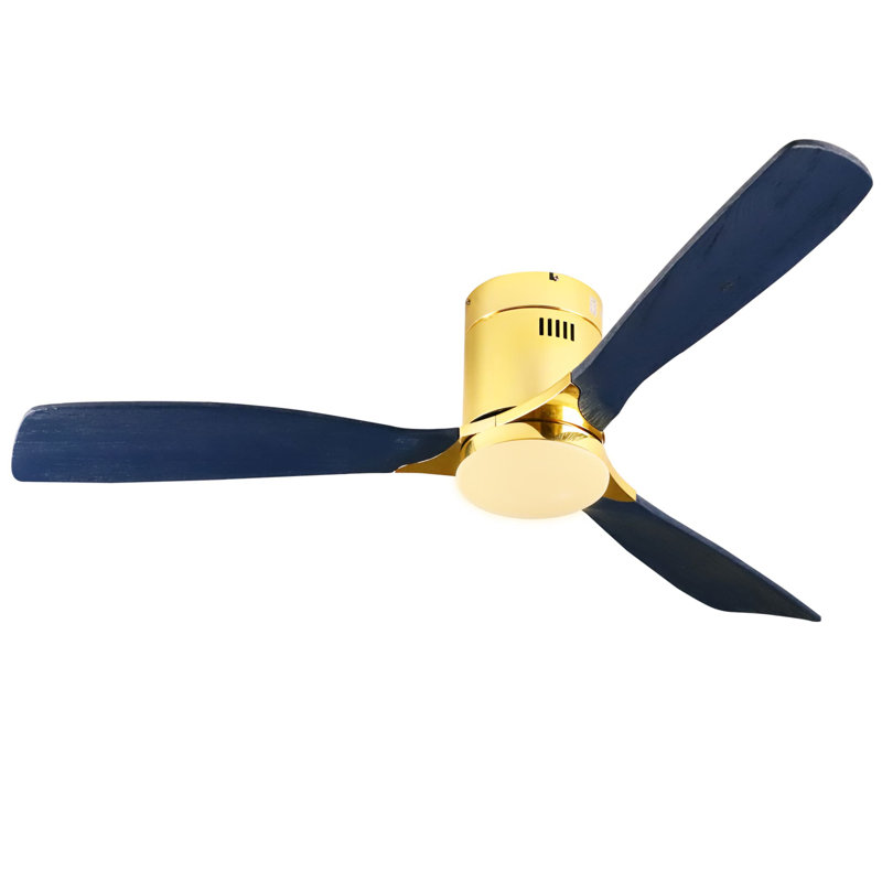 Ventilateurs de plafond de 52 pouces avec ventilateur encastré et lumineux en or poli et télécommande