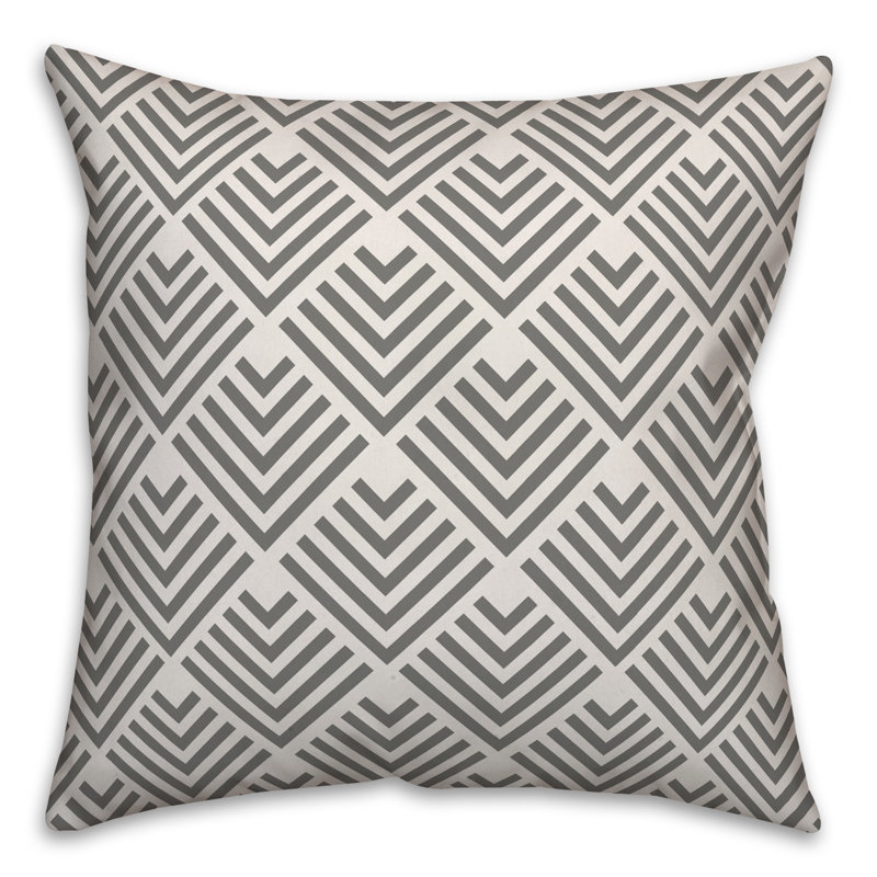  Coussin Geometric Arrow, 20 po x 20 po, Gris, Polyester / bourre en polyester