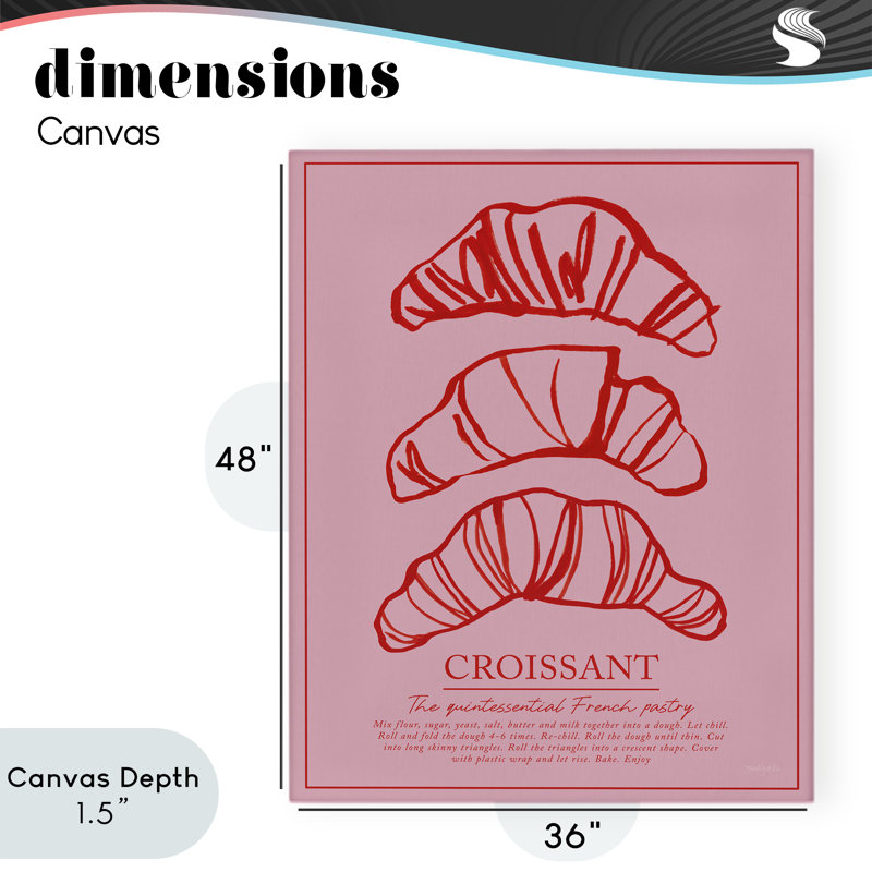 Croissant, déjeuner, pâtisserie, conception par Jenaya Jackson, H 48 po x l 36 po