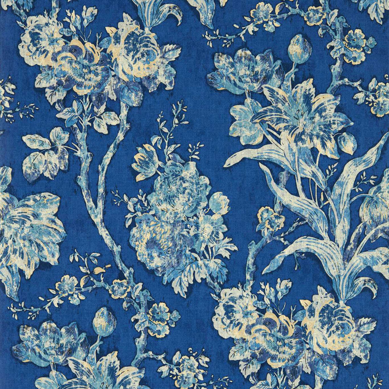 Giles Deacon Fringed Tulip Toile Wallpaper, Smalt
