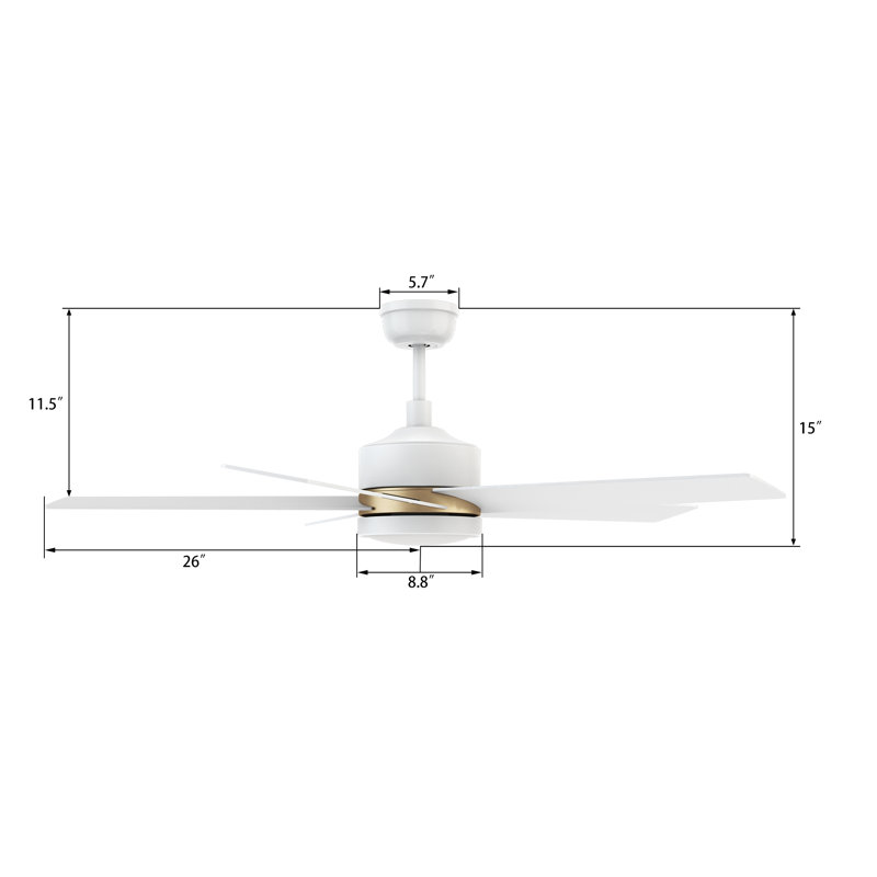 52" Smart DC Ceiling Fan With Remote, Light Kit Included, Works With Google Assistant And Amazon Alexa, Siri Shortcut, White