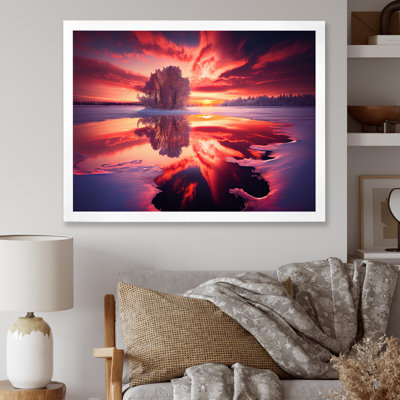 «Majestic Sunshine Over Snowy Winter Lake I», reproduction sur toile