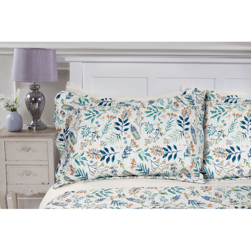 Sansa Polyester Floral Bedspread with Pillow Shams, 230 x 250 cm