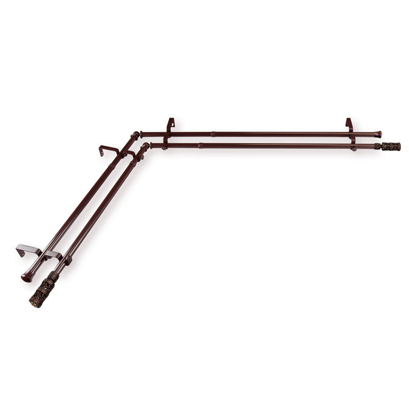 Ensemble de tringle à rideaux double et quincaillerie pour fenêtre Prattsville, L 66 po x l 120 po, Cacao