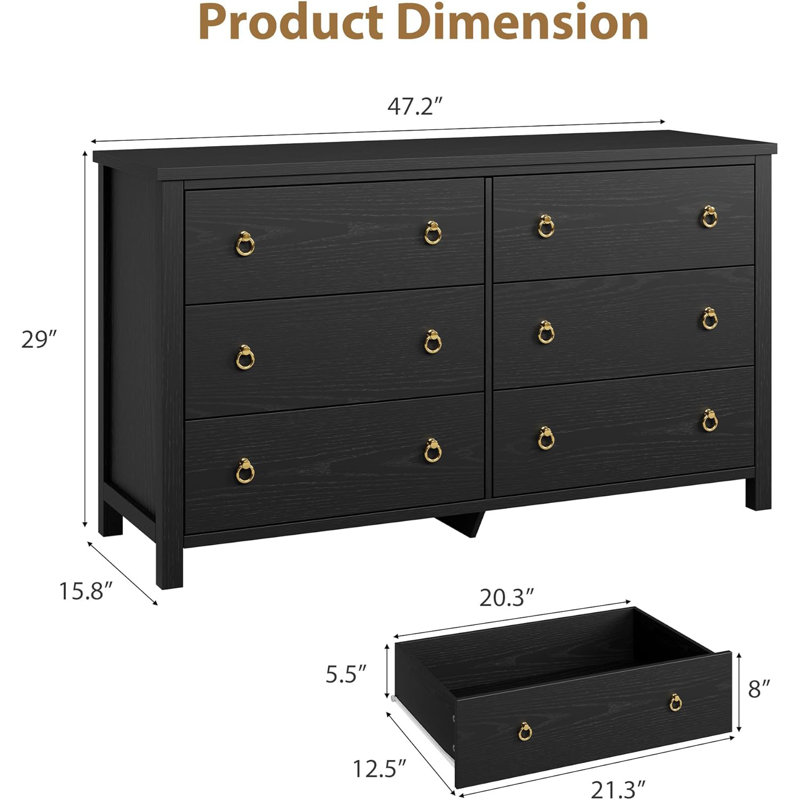 119.9 cm W Chest of 6 Drawers