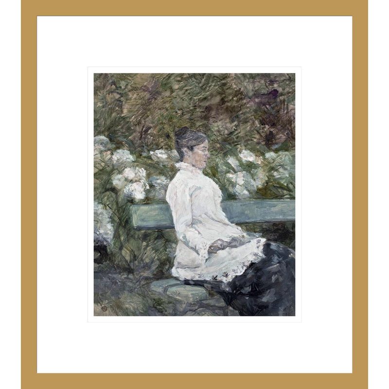 «Femme assise sur un banc dans un parc» par Henri de Toulouse-Lautrec, impression giclée encadrée, H 15,39 po x l 13,75 po