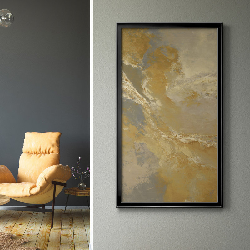 Ruée vers l'or - reproduction d'art, H 10,5 po x l 18,5 po x P 1,5 po, Toile avec cadre noir, Pas de tapis