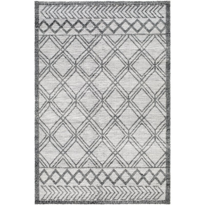 Angeleen à tissage plat géométrique recyclé P.E.T. Tapis intérieur / extérieur gris