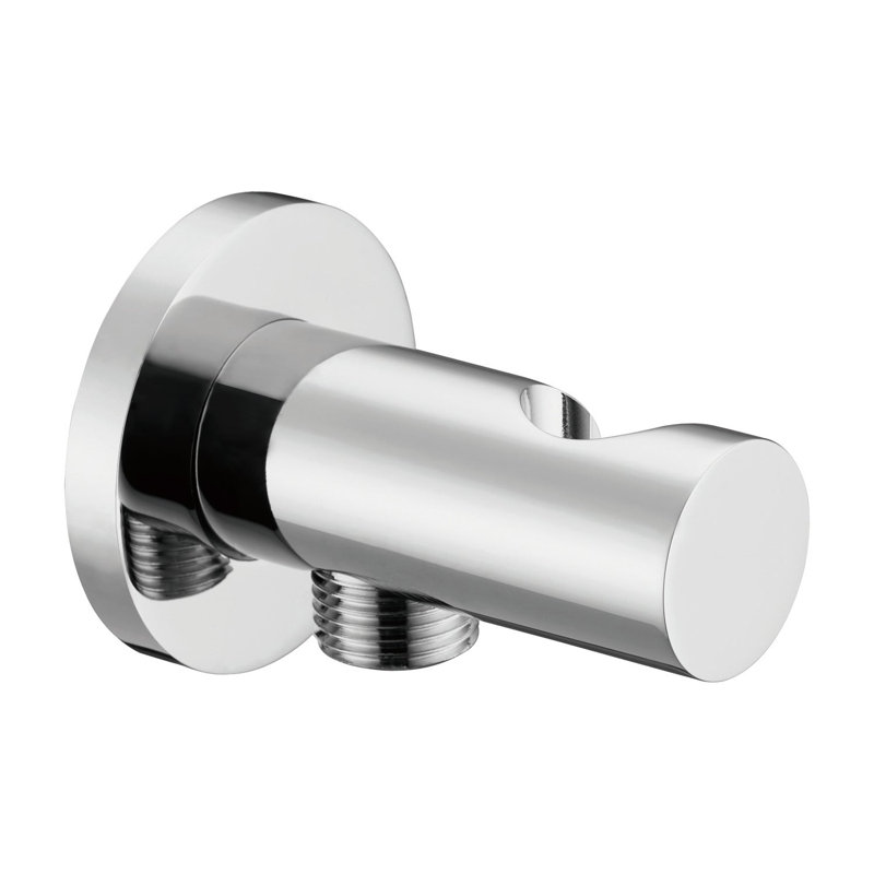 Support de douche rond en laiton avec connecteur de tuyau Dax Finition nickel brossé, Laiton