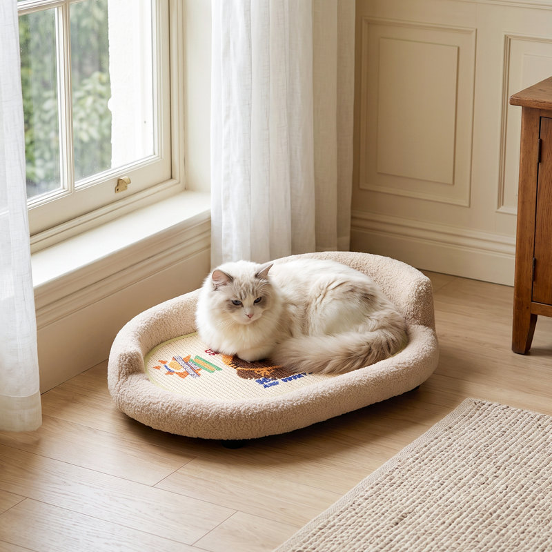 2-in-1 Oval Sisal Cat Scratching Lounge Bed