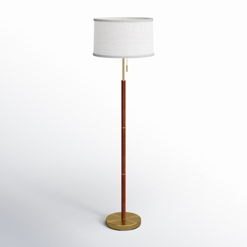 Adaire 58'' Brass an Walnut Traditional Floor Lamp