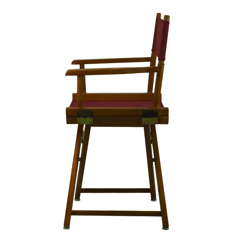 18" Folding Director Chair, Burgundy, Honey Oak